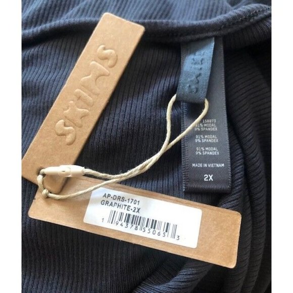 NWT SOLD OUT! SKIMS SOFT LOUNGE LONG SLEEVE MAXI DRESS GRAPHITE US SIZE 2X - Picture 5 of 5